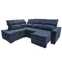 Sofá De Canto Esquerdo 2,65x2,30m Retrátil E Reclinável Com Molas Enadas Cama Inbox Nobre Azul - 3