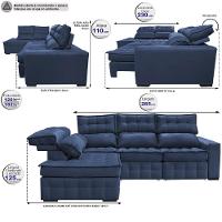 Sofá De Canto Esquerdo 2,65x2,30m Retrátil E Reclinável Com Molas Enadas Cama Inbox Nobre Azul - 8