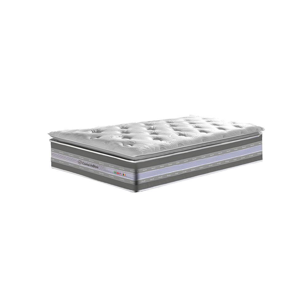 Conjunto Cama Box Solteiro De Molas Ensacadas D33 Com Pillow Top Cama Inbox Select 88x188x71 Cinza - 3