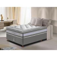 Conjunto Cama Box Solteiro De Molas Ensacadas D33 Com Pillow Top Cama Inbox Select 88x188x71 Cinza - 1