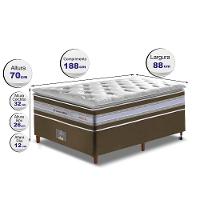 Conjunto Cama Box Solteiro De Molas Ensacadas D33 Com Pillow Top Cama Inbox Select 88x188x71 Café - 5