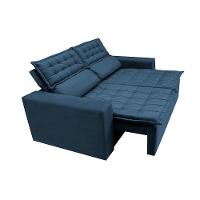 Sofá 3 Lugares Retrátil E Reclinável Cama Inbox Slim 1,80m Velusoft Azul - 2