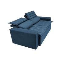 Sofá 3 Lugares Retrátil E Reclinável Cama Inbox Slim 1,80m Velusoft Azul - 3