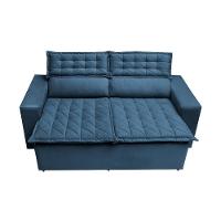 Sofá 3 Lugares Retrátil E Reclinável Cama Inbox Slim 1,80m Velusoft Azul - 5