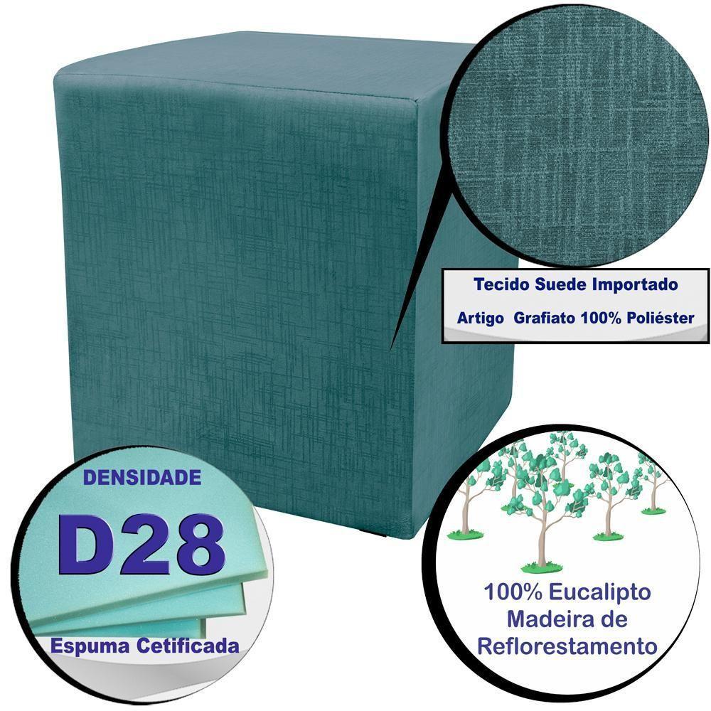 Puff Zelda Quadrado Multiuso 43x43x43cm Tecido Suede Velusoft Azul - 3