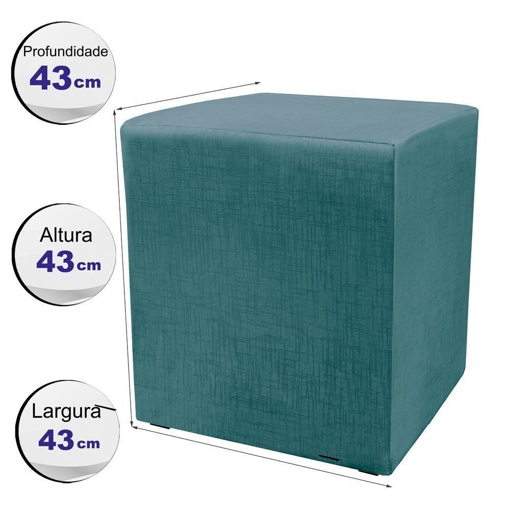 Puff Zelda Quadrado Multiuso 43x43x43cm Tecido Suede Velusoft Azul - 4