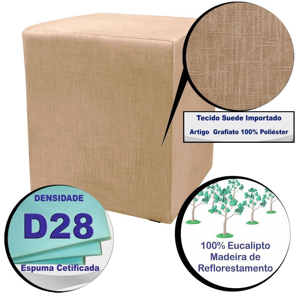 Puff Zelda Quadrado Multiuso 43x43x43cm Tecido Suede Velusoft Castor - 3