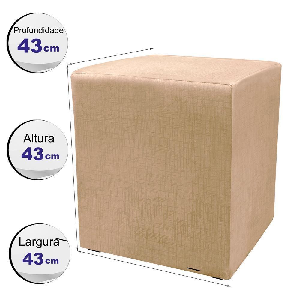 Puff Zelda Quadrado Multiuso 43x43x43cm Tecido Suede Velusoft Castor - 4