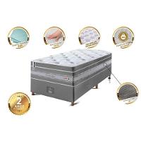 Conjunto Cama Box Solteiro De Molas Ensacadas Cama Inbox Select Euro Soft 88x188x71 Cinza - 5