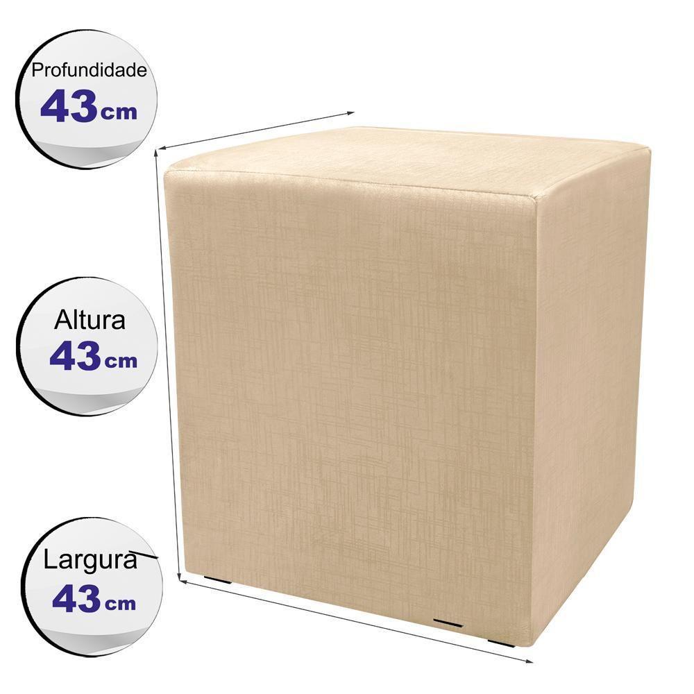 Puff Zelda Quadrado Multiuso 43x43x43cm Tecido Suede Velusoft Bege - 4