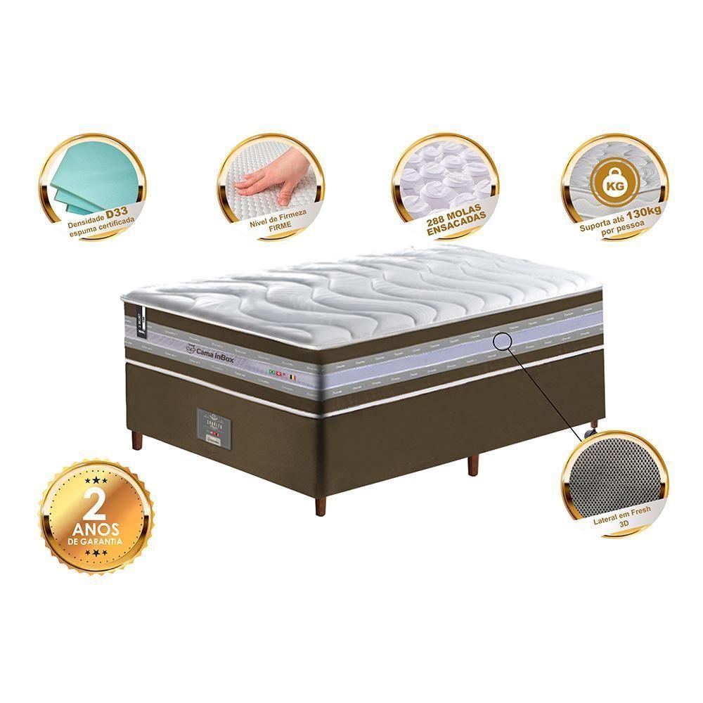Conjunto Cama Box Solteiro De Molas Ensacadas D33 Cama Inbox Select Firme 88x188x71 Café - 5