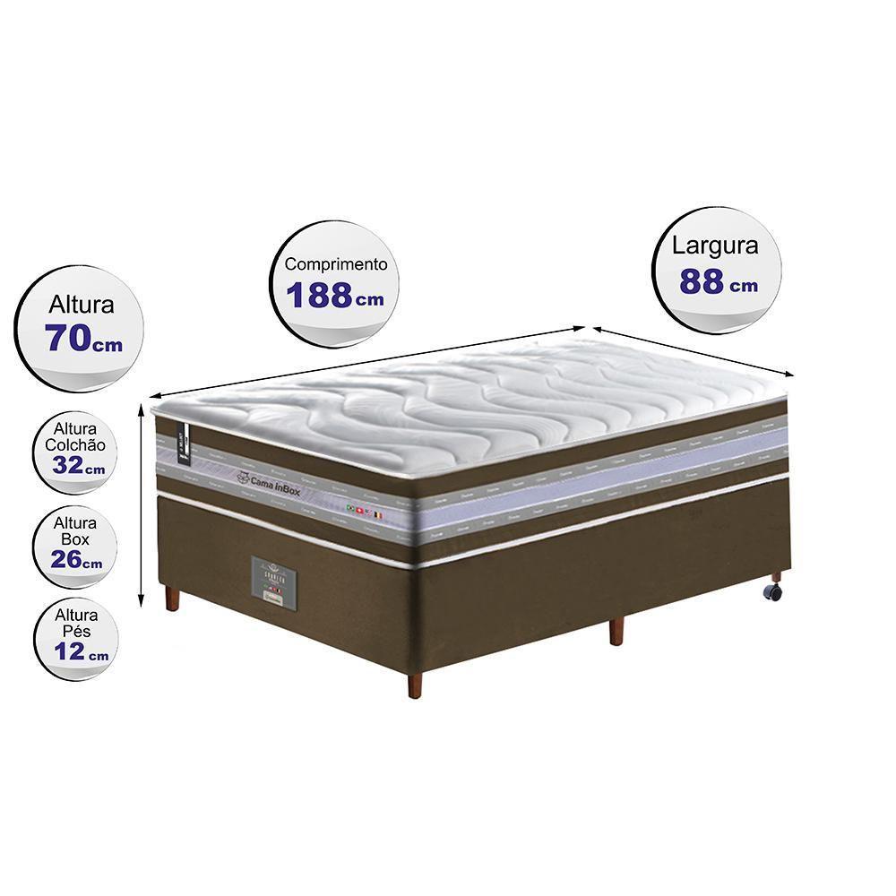 Conjunto Cama Box Solteiro De Molas Ensacadas D33 Cama Inbox Select Firme 88x188x71 Café - 6