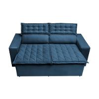 Conjunto De Sofá 3 E 2 Lugares Retrátil E Reclinável Cama Inbox Slim 2,00x1,50m Velusoft Azul - 5