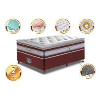 Conjunto Cama Box Solteiro De Molas Ensacadas D33 Com Pillow Top Cama Inbox Select 88x188x71 Vinho