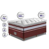 Conjunto Cama Box Solteiro De Molas Ensacadas D33 Com Pillow Top Cama Inbox Select 88x188x71 Vinho - 5