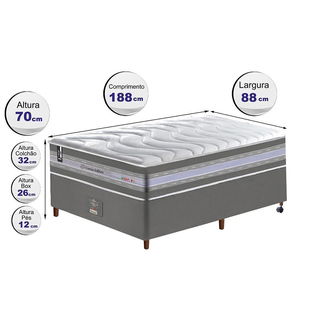 Conjunto Cama Box Solteiro De Molas Ensacadas D33 Cama Inbox Select Firme 88x188x71 Cinza - 6