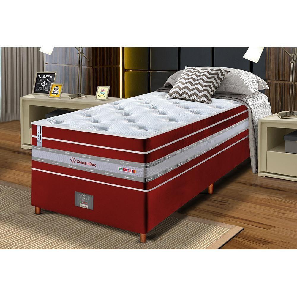 Conjunto Cama Box Solteiro De Molas Ensacadas Cama Inbox Select Euro Soft 88x188x71 Vermelho - 1