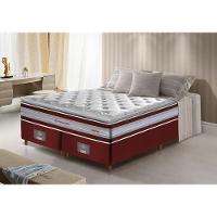 Conjunto Cama Box Queen De Molas Ensacadas D33 Com Pillow Top Cama Inbox Select 158x198x71 Vinho - 1