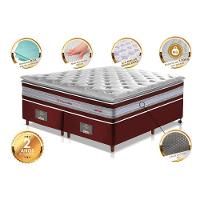 Conjunto Cama Box Queen De Molas Ensacadas D33 Com Pillow Top Cama Inbox Select 158x198x71 Vinho