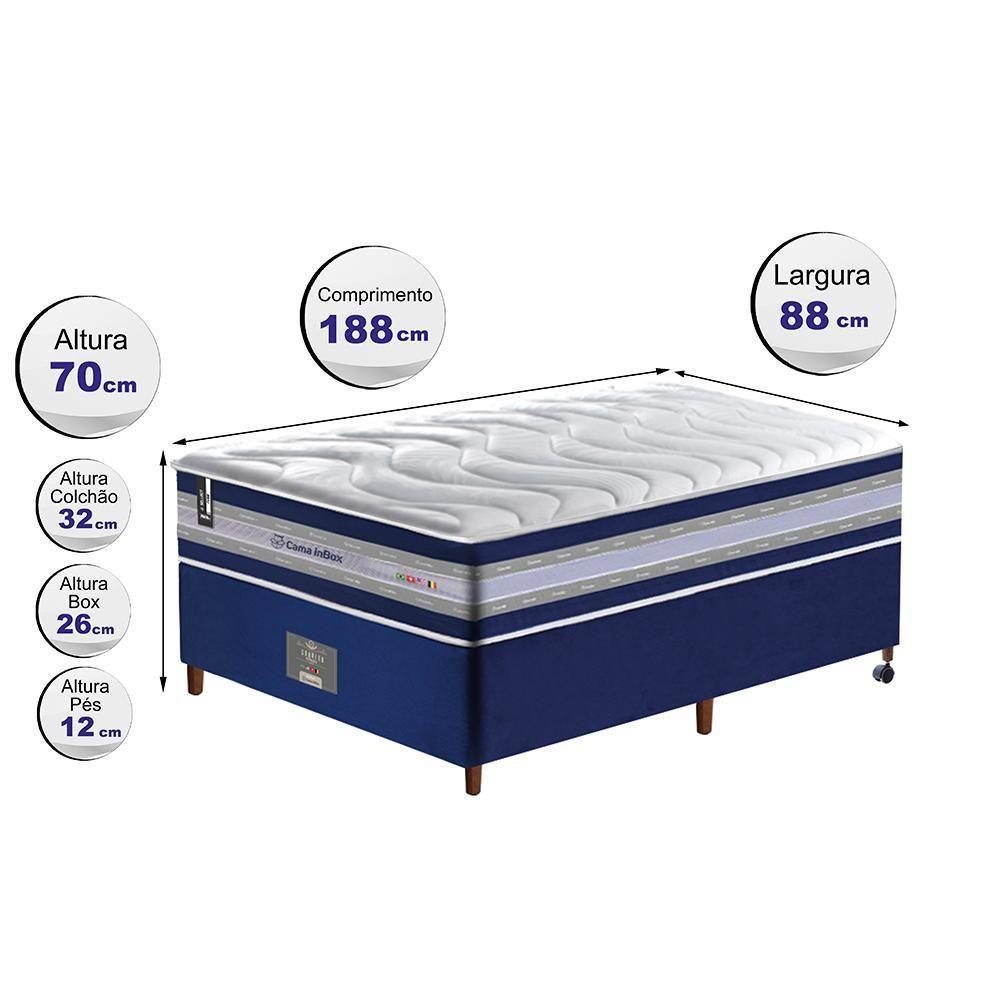 Conjunto Cama Box Solteiro De Molas Ensacadas D33 Cama Inbox Select Firme 88x188x71 Azul - 6
