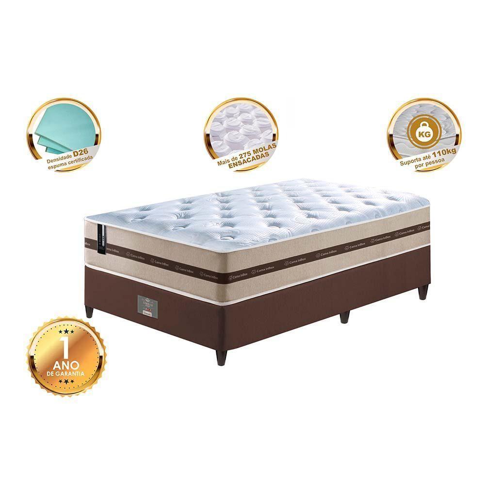 Conjunto Cama Box Solteiro (colchão + Box) De Molas Ensacadas Cama Inbox Smart 88x188x60 Bege - 3