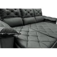 Sofá 3 Lugares Retrátil E Reclinável Cama Inbox Compact 2,00m Velusoft Cinza - 6