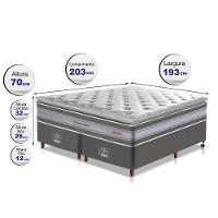 Conjunto Cama Box King De Molas Ensacadas D33 Com Pillow Top Cama Inbox Select 193x203x71 Cinza - 5