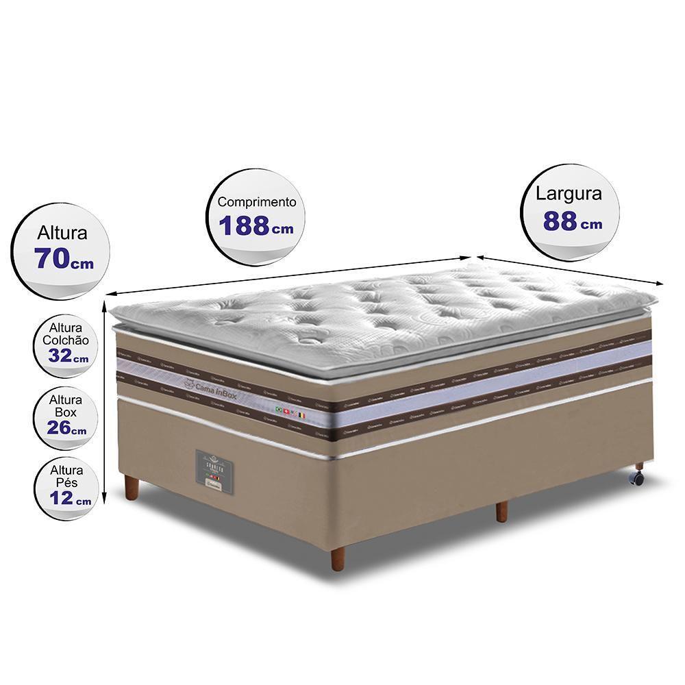 Conjunto Cama Box Solteiro De Molas Ensacadas D33 Com Pillow Top Cama Inbox Select 88x188x71 Bege - 5