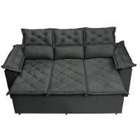 Conjunto De Sofá 3 E 2 Lugares Retrátil E Reclinável Cama Inbox Compact 2,00x1,50m Velusoft Cinza - 5