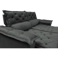 Conjunto De Sofá 3 E 2 Lugares Retrátil E Reclinável Cama Inbox Compact 2,00x1,50m Velusoft Cinza - 6