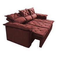 Sofá 3 Lugares Retrátil E Reclinável Cama Inbox Compact 2,00m Velusoft Vermelho - 3
