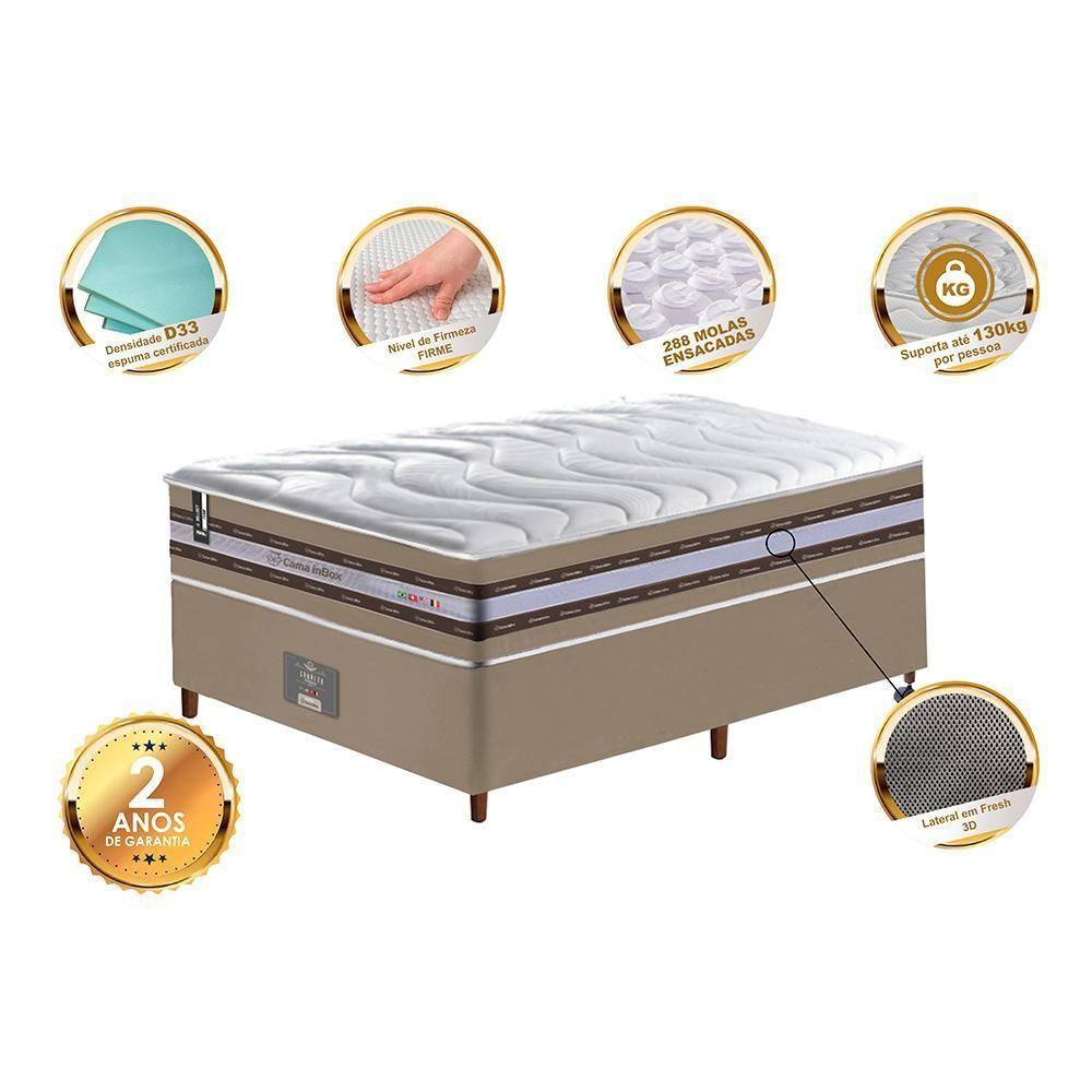 Conjunto Cama Box Solteiro De Molas Ensacadas D33 Cama Inbox Select Firme 88x188x71 Bege - 5
