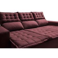 Sofá 3 Lugares Retrátil E Reclinável Cama Inbox Slim 2,00m Velusoft Vinho - 6
