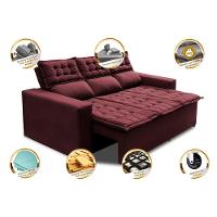 Sofá 3 Lugares Retrátil E Reclinável Cama Inbox Slim 2,00m Velusoft Vinho - 7