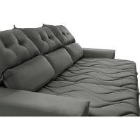Sofá 3 Lugares Retrátil E Reclinável 2,00m Cama Inbox Smal Com Bordado Pantográfico Suede Cinza - 6