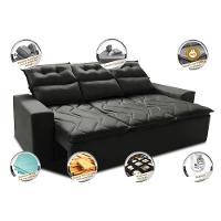 Sofá 3 Lugares Retrátil E Reclinável 2,00m Cama Inbox Smal Com Bordado Pantográfico Suede Cinza - 7