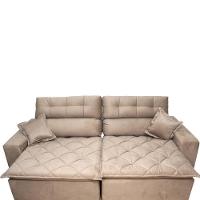 Sofá 2,82m Retrátil E Reclinável Com Molas Cama Inbox Confort Tecido Suede Velusoft Castor