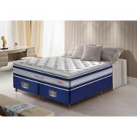 Conjunto Cama Box King De Molas Ensacadas D33 Com Pillow Top Cama Inbox Select 193x203x71 Azul - 1
