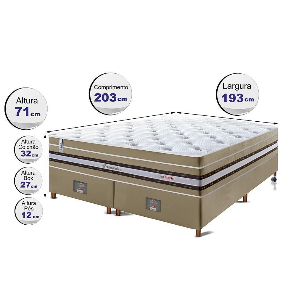 Conjunto Cama Box King De Molas Ensacadas Cama Inbox Select Euro Soft 193x203x71 Bege - 6
