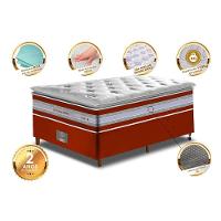 Conjunto Cama Box Solteiro De Molas Ensacada D33 Com Pillow Top Cama Inbox Select 88x188x71 Vermelho