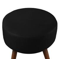 Puff Cama Inbox Hilda Redondo Com Pés Em Madeira Maciça Tecido Suede Preto - 2