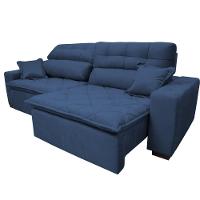 Sofá 2,02m Retrátil E Reclinável Com Molas Cama Inbox Confort Tecido Suede Velft Azul - 2