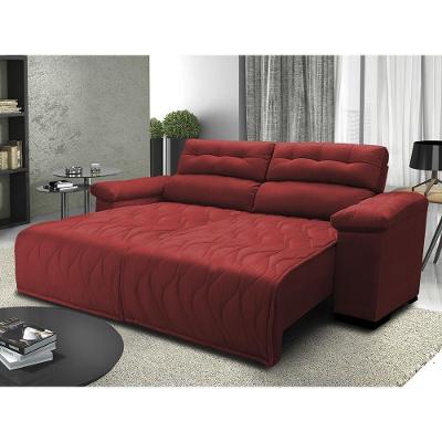 Sofá 2,32m Retrátil E Reclinável Com Molas Cama Inbox Top Tecido Suede Velusoft Vermelho
