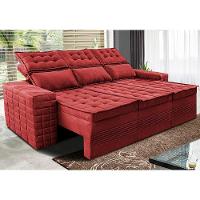 Sofá 3 Lugares Retrátil E Reclinável Cama Inbox Senses 2,00m Velusoft Vermelho - 1