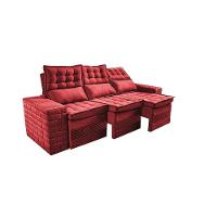 Sofá 3 Lugares Retrátil E Reclinável Cama Inbox Senses 2,00m Velusoft Vermelho - 2