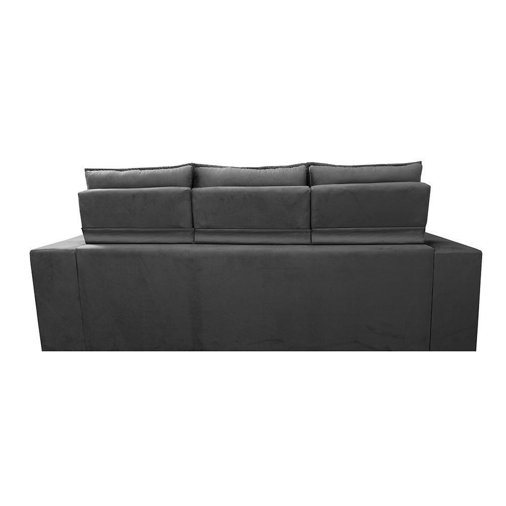 Sofá 3 Lugares Retrátil E Reclinável Cama Inbox Senses 2,00m Velusoft Cinza - 3