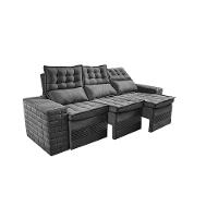 Sofá 3 Lugares Retrátil E Reclinável Cama Inbox Senses 2,00m Velusoft Cinza - 2