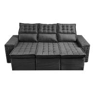 Sofá 3 Lugares Retrátil E Reclinável Cama Inbox Senses 2,00m Velusoft Cinza