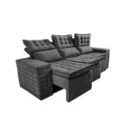 Sofá 3 Lugares Retrátil E Reclinável Cama Inbox Senses 2,00m Velusoft Cinza - 8