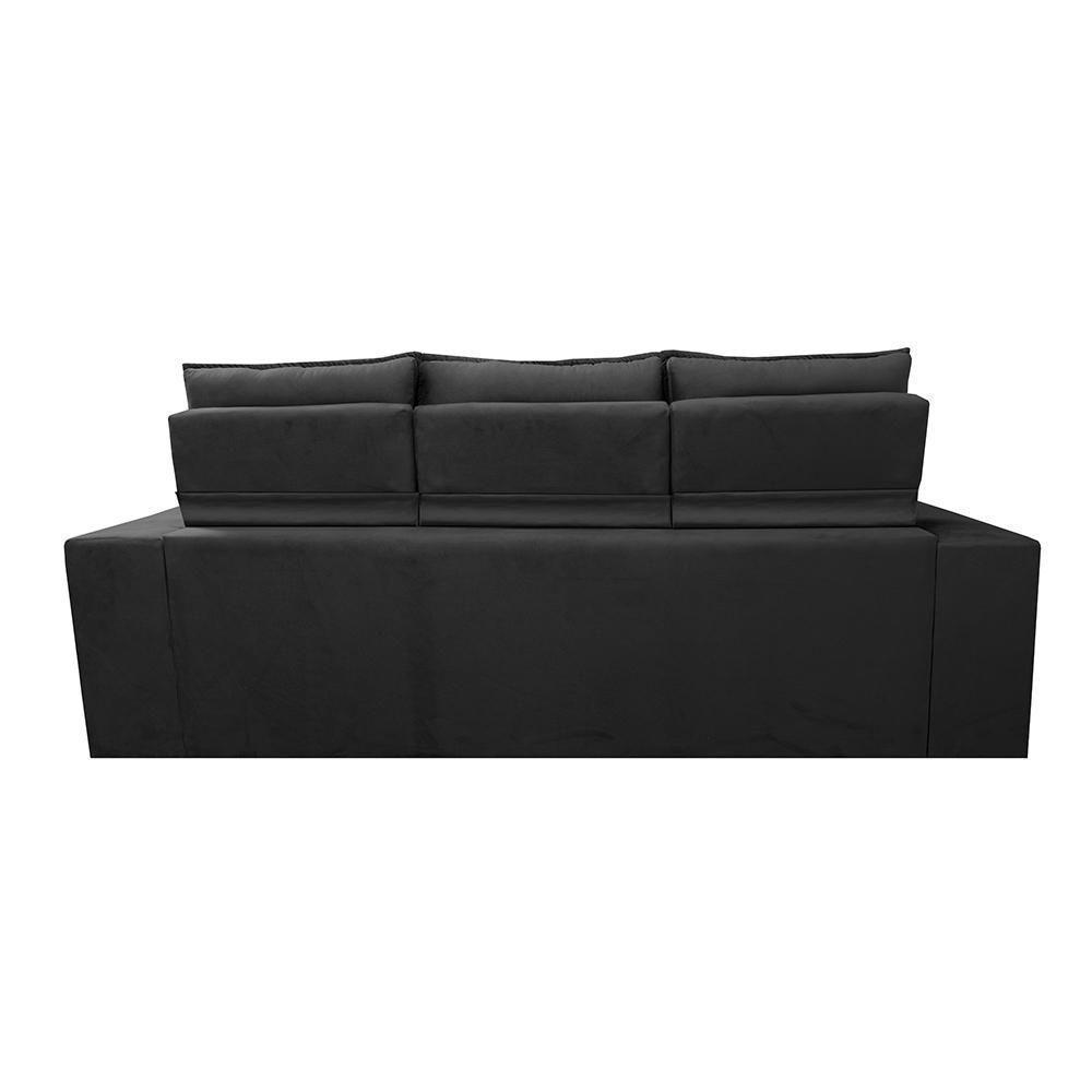 Sofá 3 Lugares Retrátil E Reclinável Cama Inbox Senses 2,00m Velusoft Preto - 6